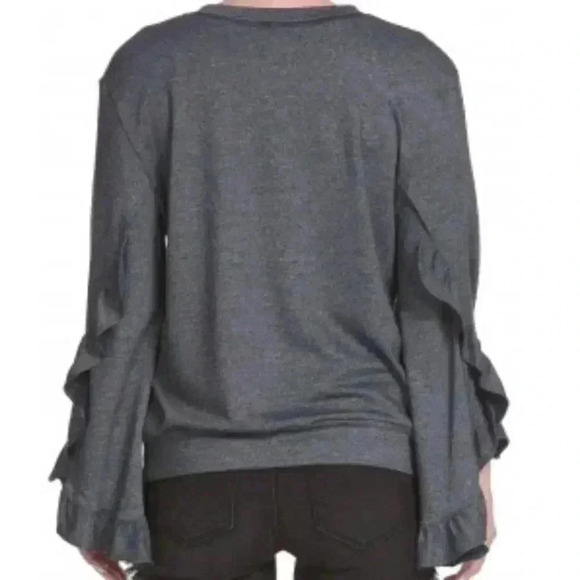 Elan Ruffle Sleeve Sweatshirt Grey Small - Picture 2 of 5